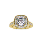SKU: 0094 (22K) Vintage-Inspired Cushion Halo Engagment Ring in Rose Gold.