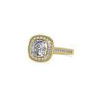 SKU: 0094 (22K) Vintage-Inspired Cushion Halo Engagment Ring in Rose Gold.