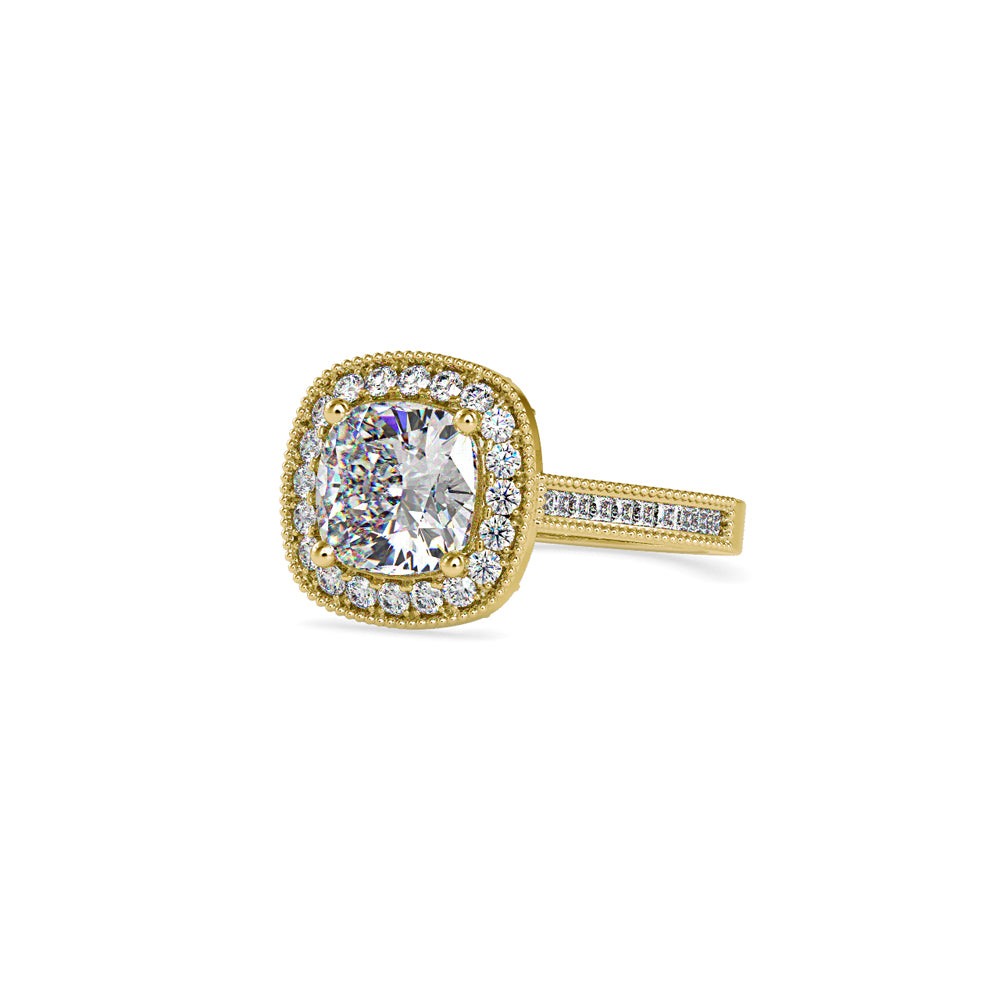 SKU: 0094 (10K) Vintage-Inspired Cushion Halo Engagment Ring in Rose Gold.