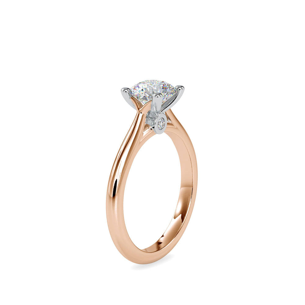 SKU: 0095 (14K) Two-Tone Solitaire Ring in Rose Gold.