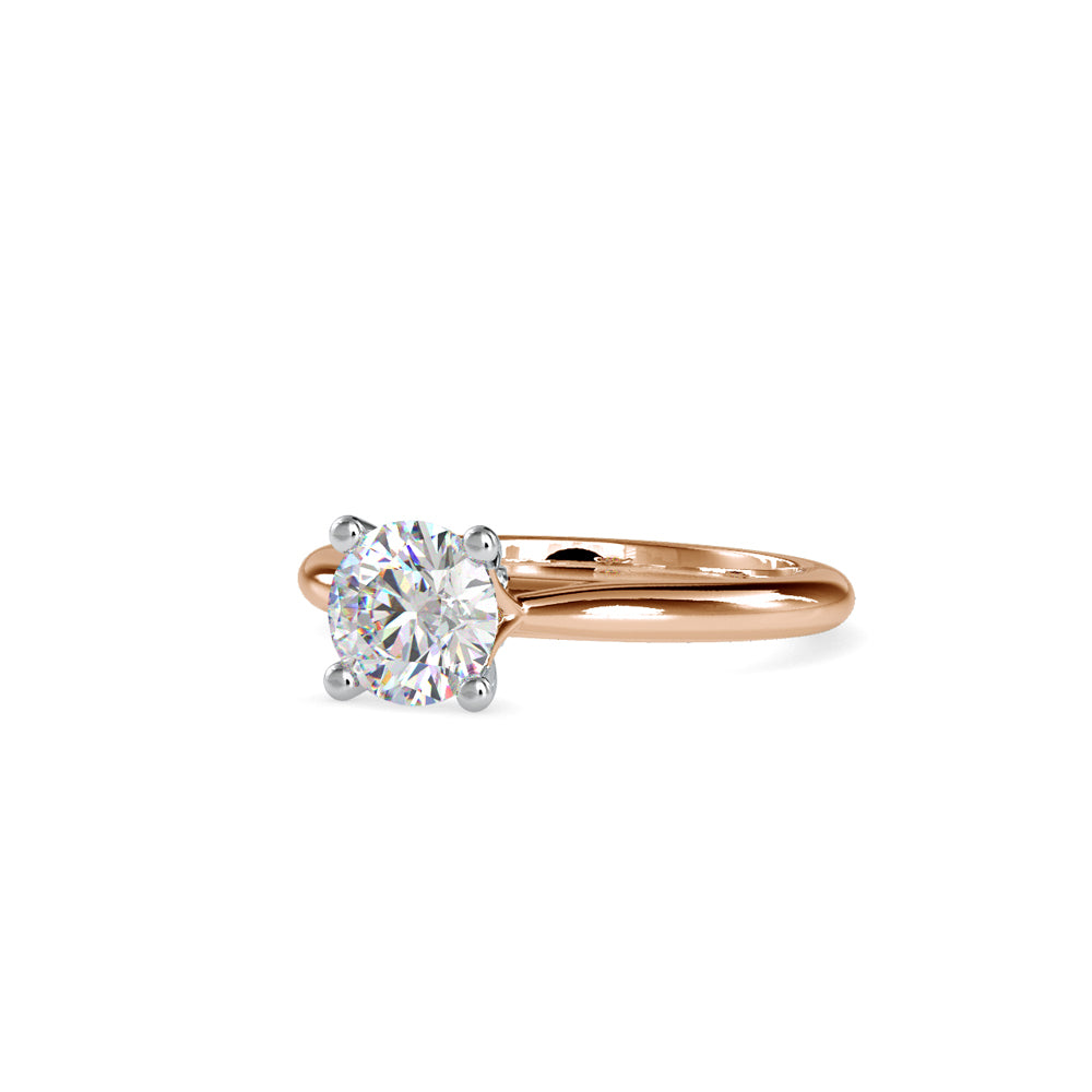SKU: 0095 (14K) Two-Tone Solitaire Ring in Rose Gold.