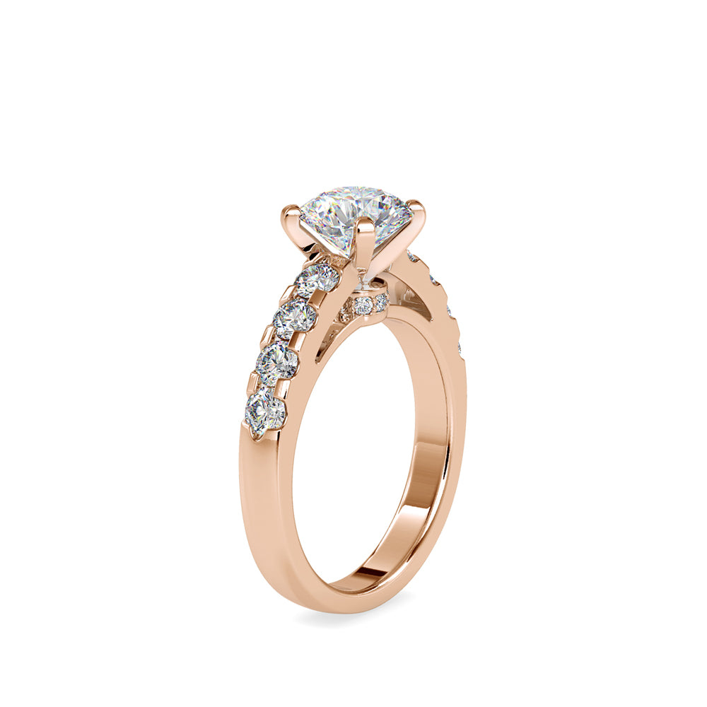 SKU: 0096 (14K) Fancy Solitaire Engagment Ring in Rose Gold.