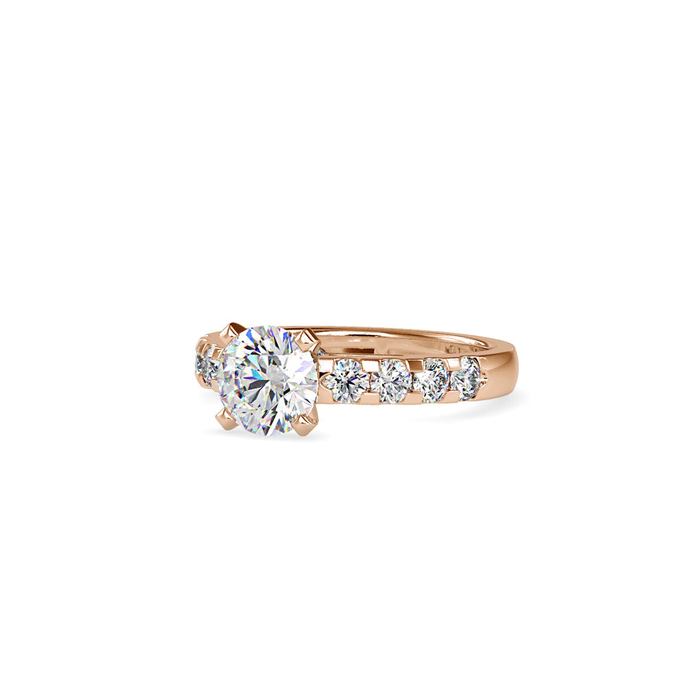 SKU: 0096 (14K) Fancy Solitaire Engagment Ring in Rose Gold.