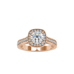 SKU: 0097 (22K) Embellished Pave Halo Diamond Ring in Rose Gold.