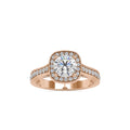 SKU: 0097 (22K) Embellished Pave Halo Diamond Ring in Rose Gold.