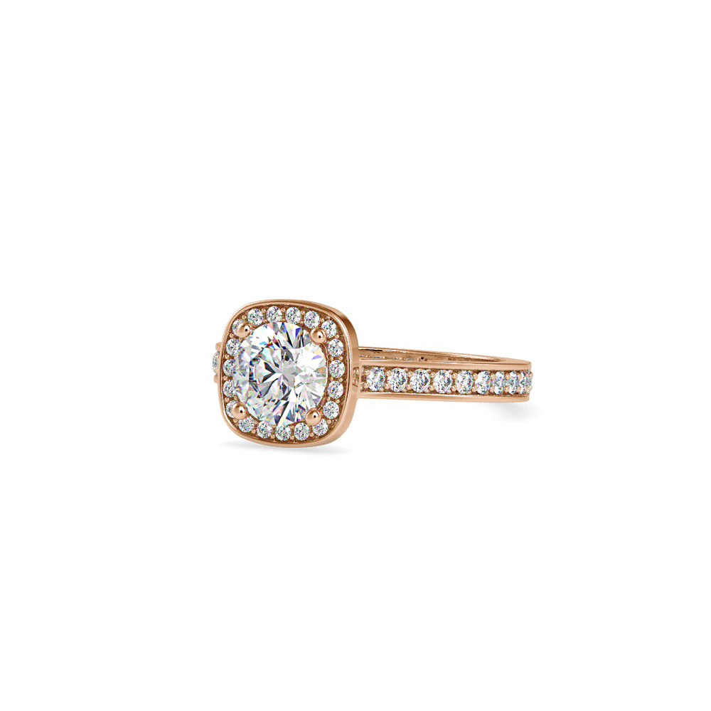 SKU: 0097 (22K) Embellished Pave Halo Diamond Ring in Rose Gold.