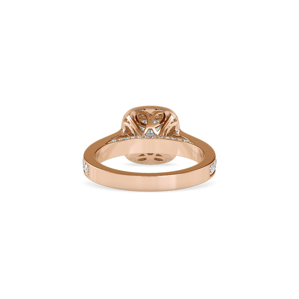SKU: 0097 (10K) Embellished Pave Halo Diamond Ring in Rose Gold.