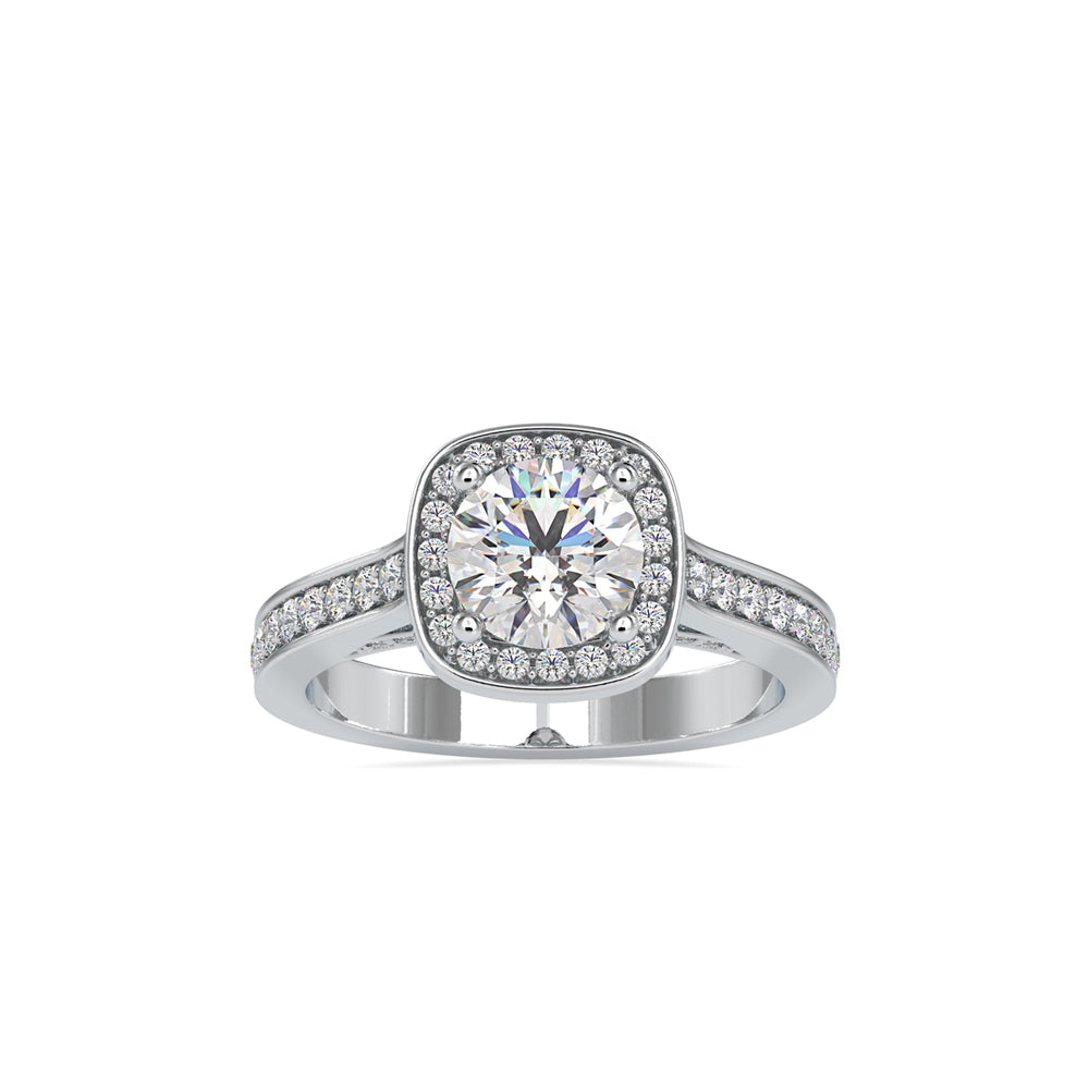 SKU: 0097 (10K) Embellished Pave Halo Diamond Ring in Rose Gold.