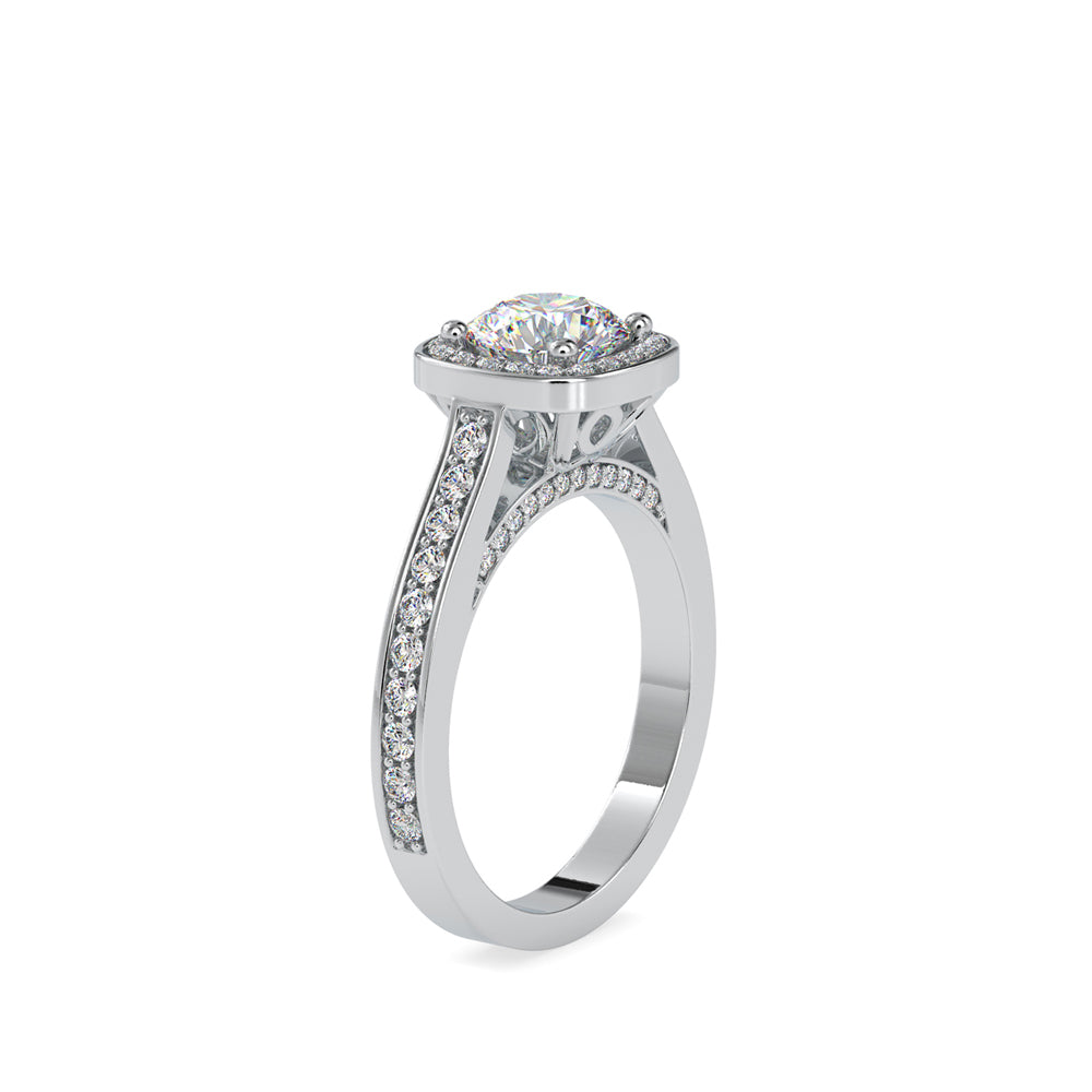 SKU: 0097 (14K) Embellished Pave Halo Diamond Ring in Rose Gold.