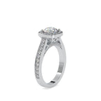 SKU: 0097 (14K) Embellished Pave Halo Diamond Ring in Rose Gold.