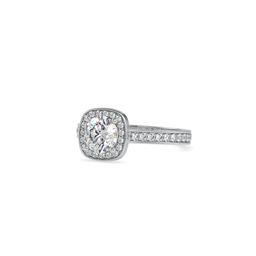 SKU: 0097 (18K) Embellished Pave Halo Diamond Ring in Rose Gold.