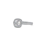 SKU: 0097 (10K) Embellished Pave Halo Diamond Ring in Rose Gold.