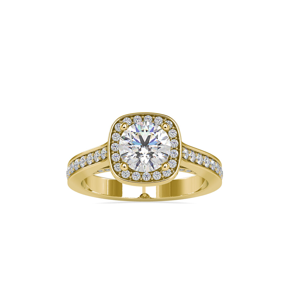 SKU: 0097 (10K) Embellished Pave Halo Diamond Ring in Rose Gold.