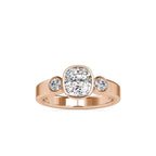 SKU: 0098 (18K) Bezel Set Three Stone Ring in Rose Gold.