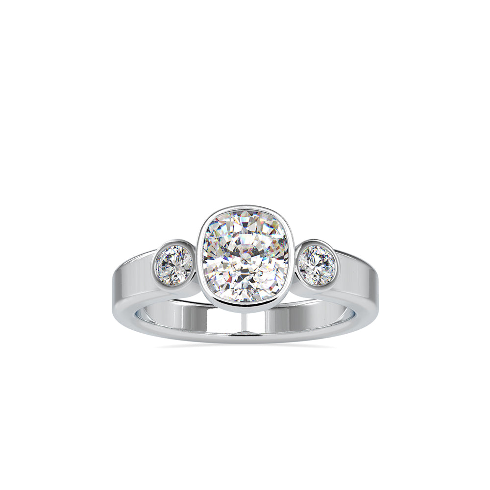 SKU: 0098 (22K) Bezel Set Three Stone Ring in Rose Gold.