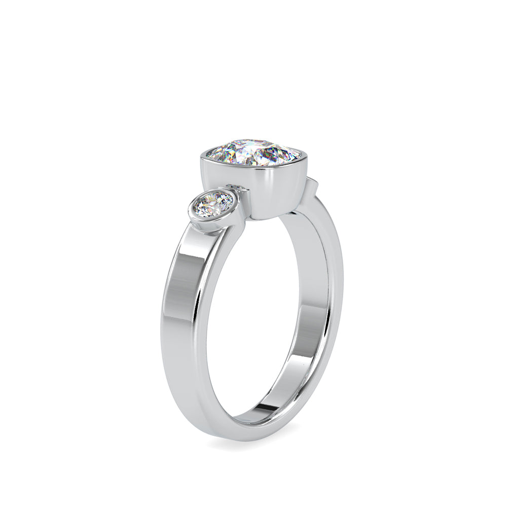 SKU: 0098 (22K) Bezel Set Three Stone Ring in Rose Gold.