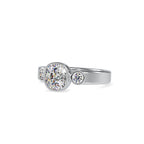 SKU: 0098 (22K) Bezel Set Three Stone Ring in Rose Gold.