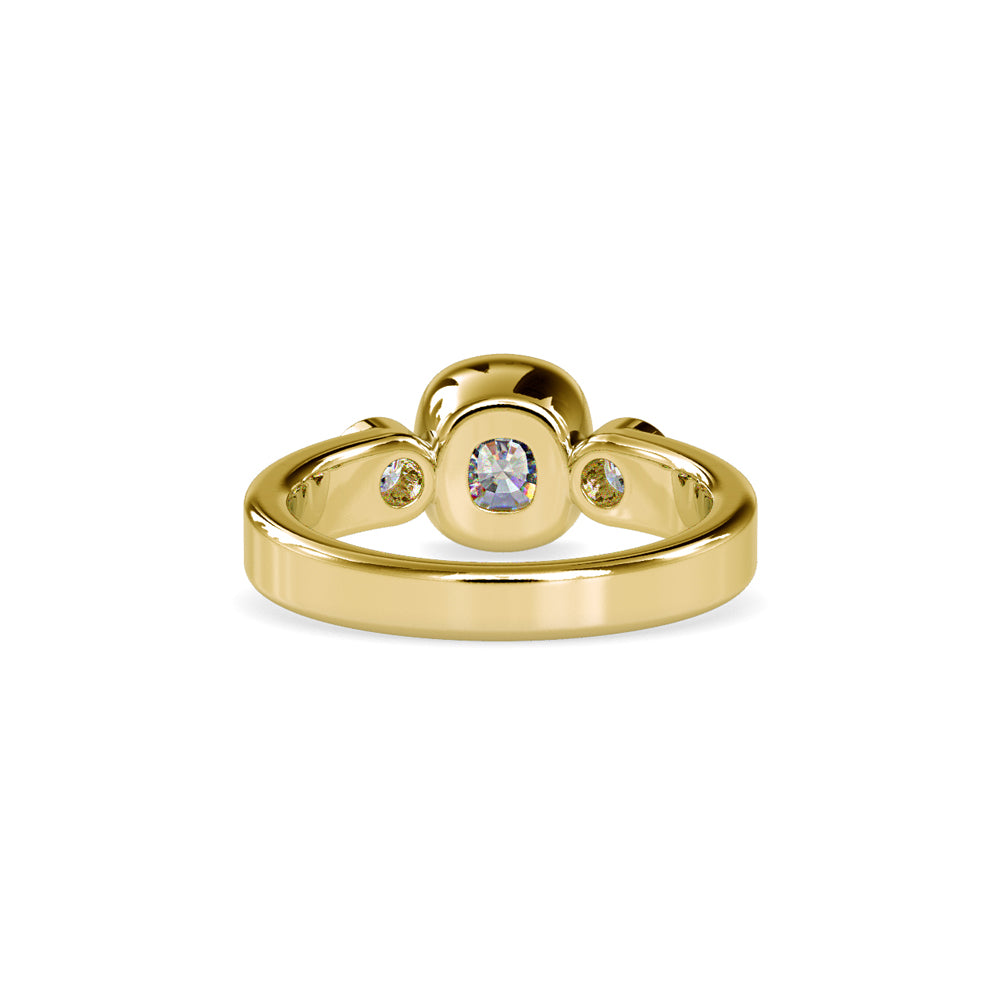 SKU: 0098 (18K) Bezel Set Three Stone Ring in Rose Gold.