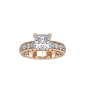 SKU: 0099 (22K) Vintage Princess-Cut Millgrain Solitaire Ring in Rose Gold.