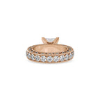 SKU: 0099 (22K) Vintage Princess-Cut Millgrain Solitaire Ring in Rose Gold.