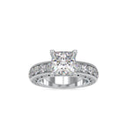 SKU: 0099 (10K) Vintage Princess-Cut Millgrain Solitaire Ring in Rose Gold.
