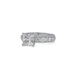 SKU: 0099 (14K) Vintage Princess-Cut Millgrain Solitaire Ring in Rose Gold.