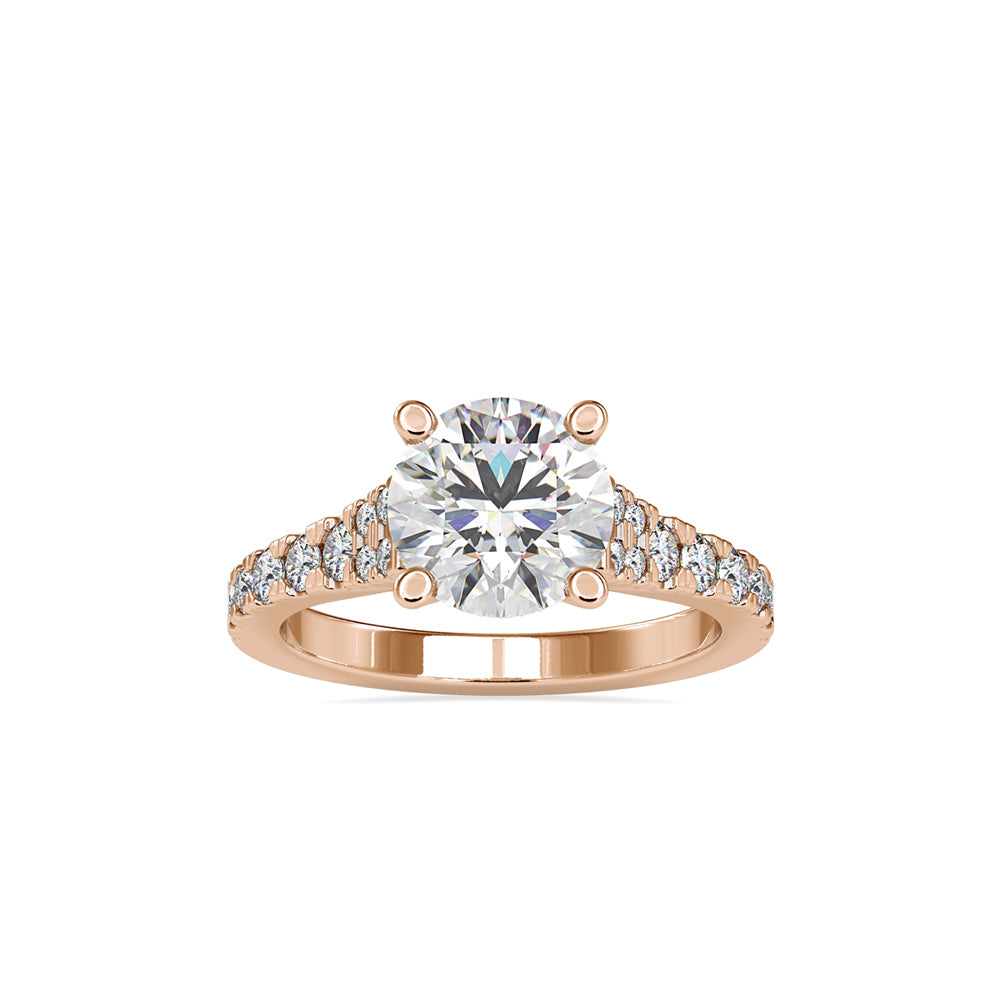 SKU: 0100 (22K) Fantasy Round-cut Solitaire Engagment Ring in Rose Gold.