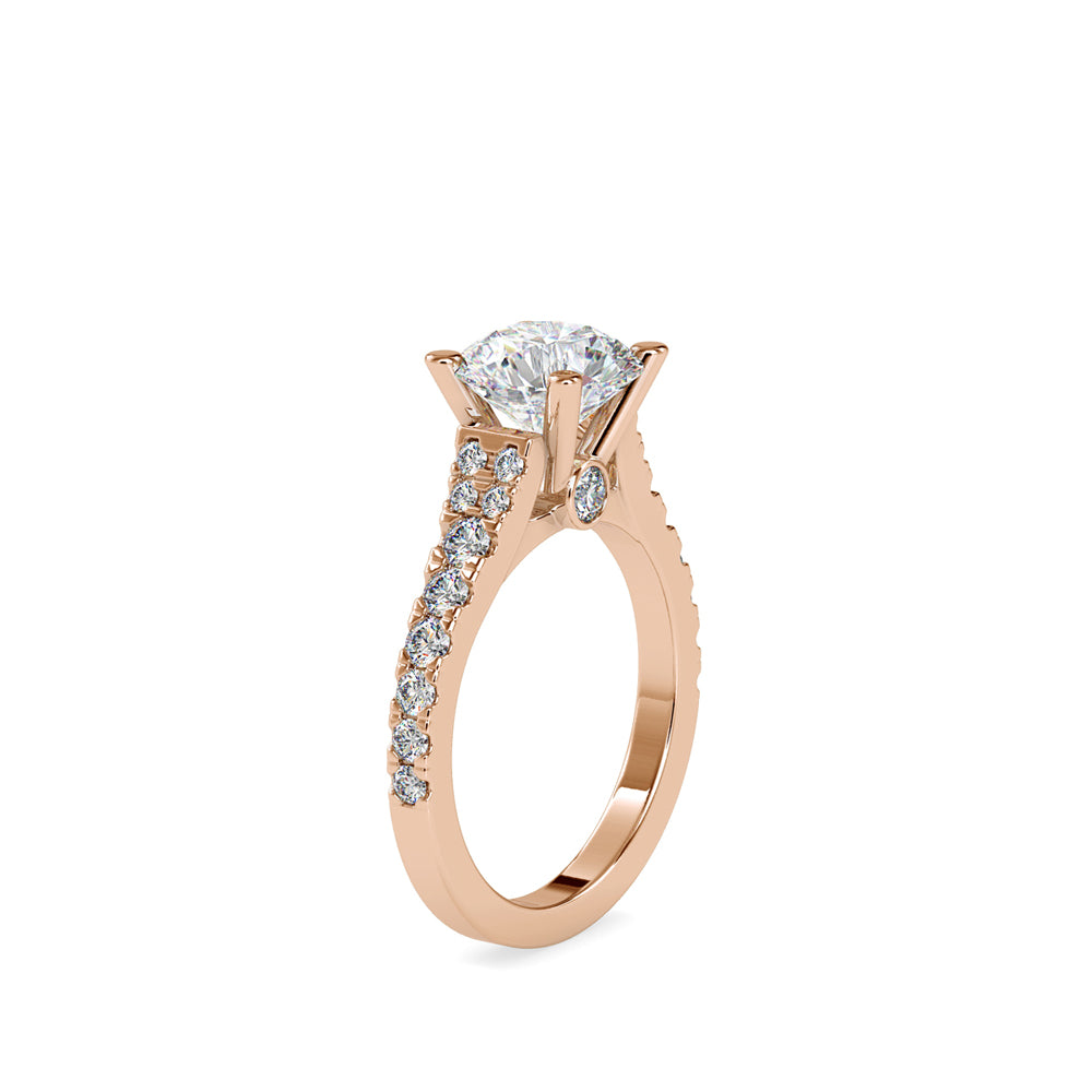 SKU: 0100 (10K) Fantasy Round-cut Solitaire Engagment Ring in Rose Gold.