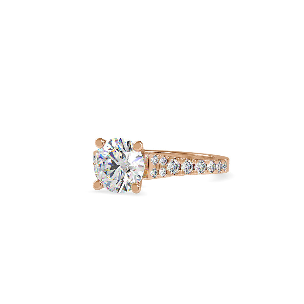 SKU: 0100 (18K) Fantasy Round-cut Solitaire Engagment Ring in Rose Gold.