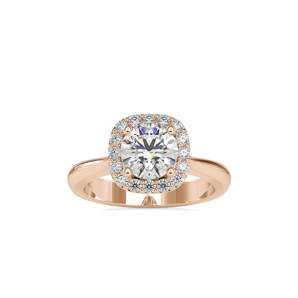 SKU: 0101 (22K) Round-cut Sparkle Halo Engagment Ring in Rose Gold.