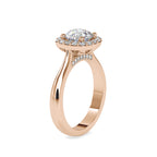 SKU: 0101 (14K) Round-cut Sparkle Halo Engagment Ring in Rose Gold.