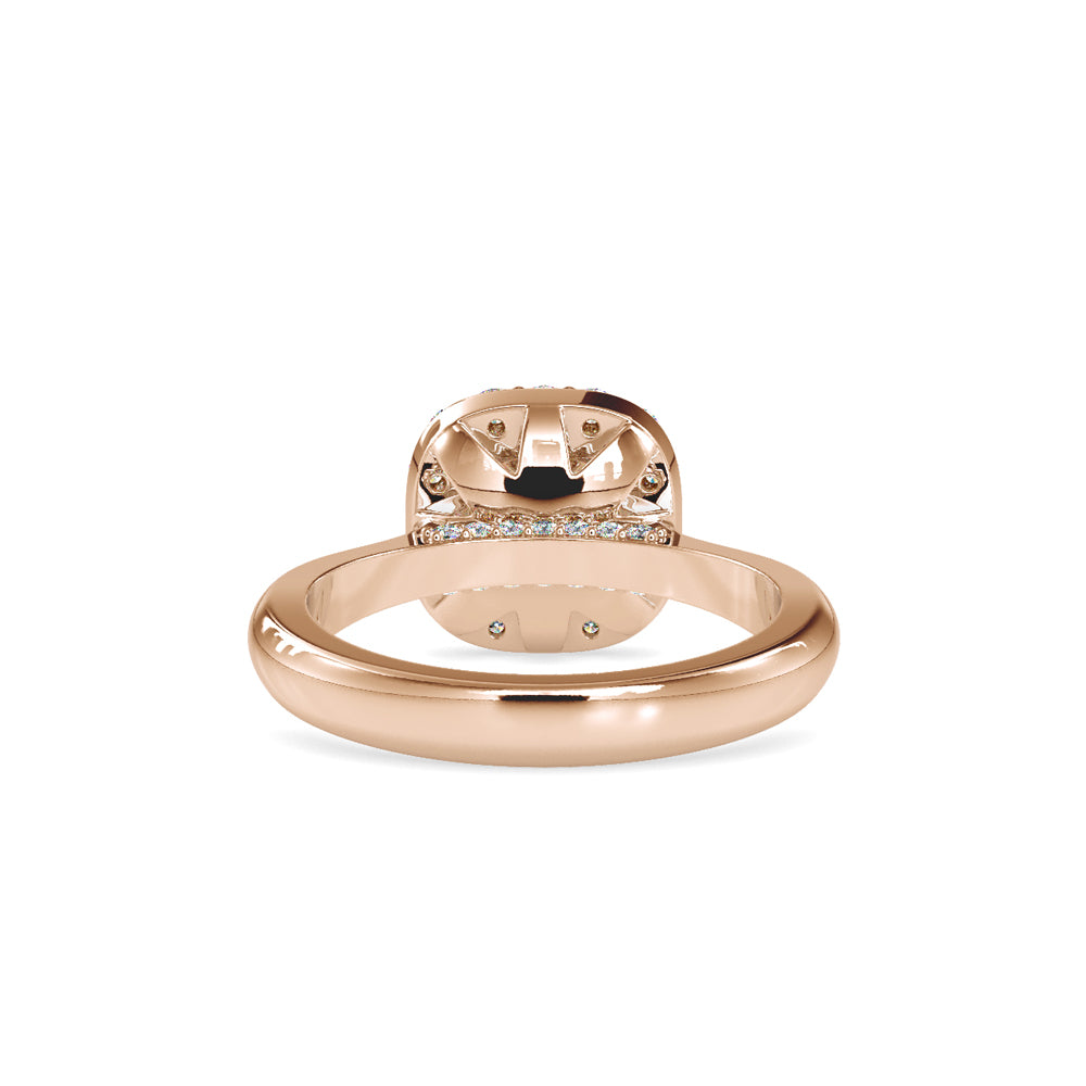 SKU: 0101 (18K) Round-cut Sparkle Halo Engagment Ring in Rose Gold.