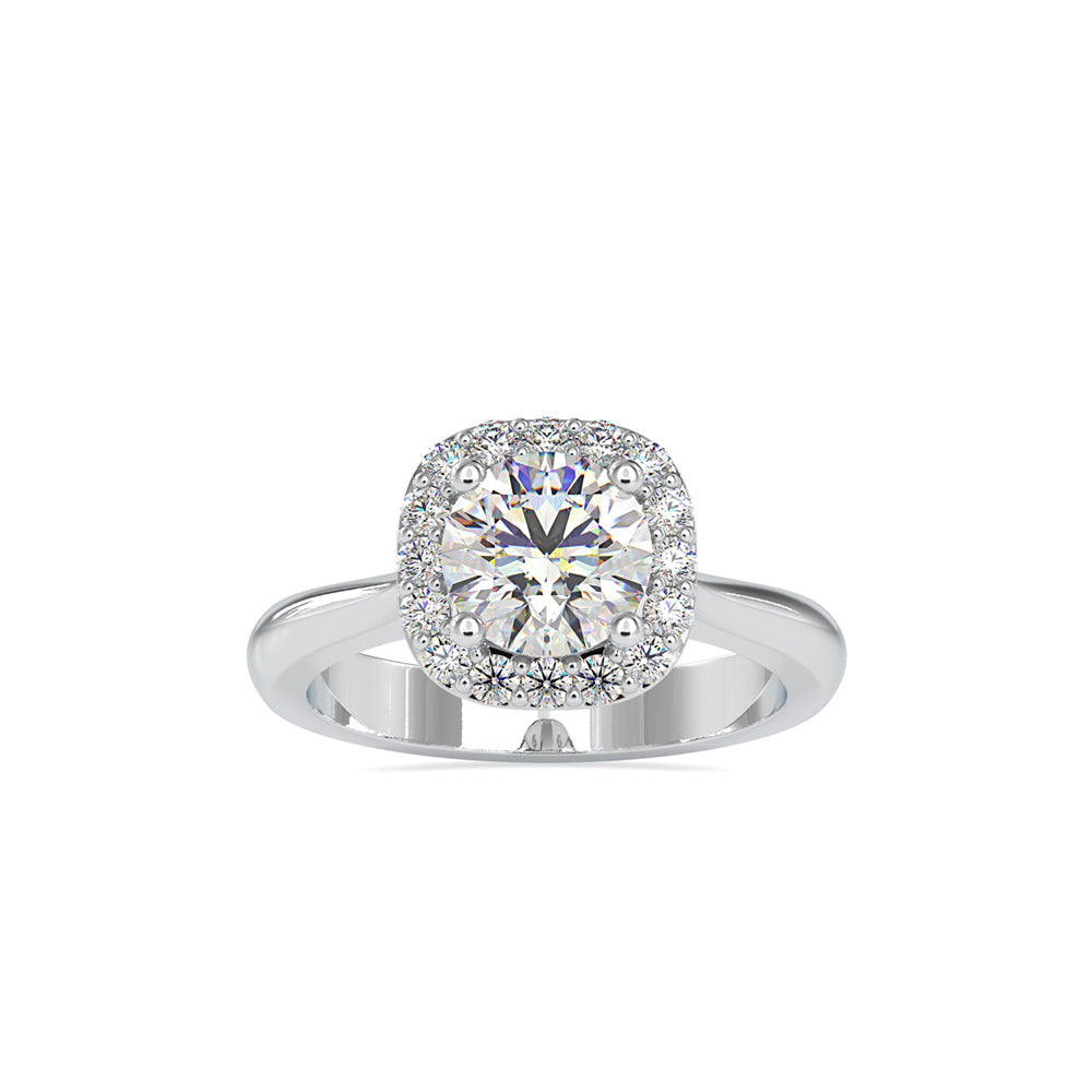 SKU: 0101 (18K) Round-cut Sparkle Halo Engagment Ring in Rose Gold.