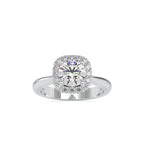 SKU: 0101 (14K) Round-cut Sparkle Halo Engagment Ring in Rose Gold.