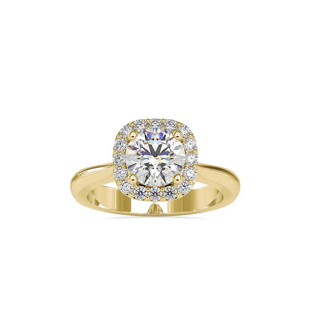 SKU: 0101 (18K) Round-cut Sparkle Halo Engagment Ring in Rose Gold.