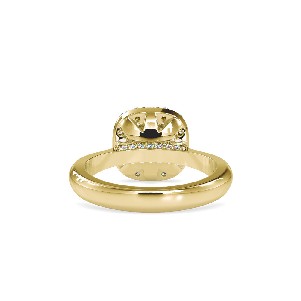 SKU: 0101 (14K) Round-cut Sparkle Halo Engagment Ring in Rose Gold.