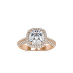 SKU: 0102 (22K) Milgrain Double Halo Radiant Engagment Ring in Rose Gold.