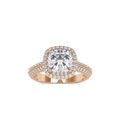 SKU: 0102 (18K) Milgrain Double Halo Radiant Engagment Ring in Rose Gold.
