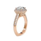 SKU: 0102 (10K) Milgrain Double Halo Radiant Engagment Ring in Rose Gold.