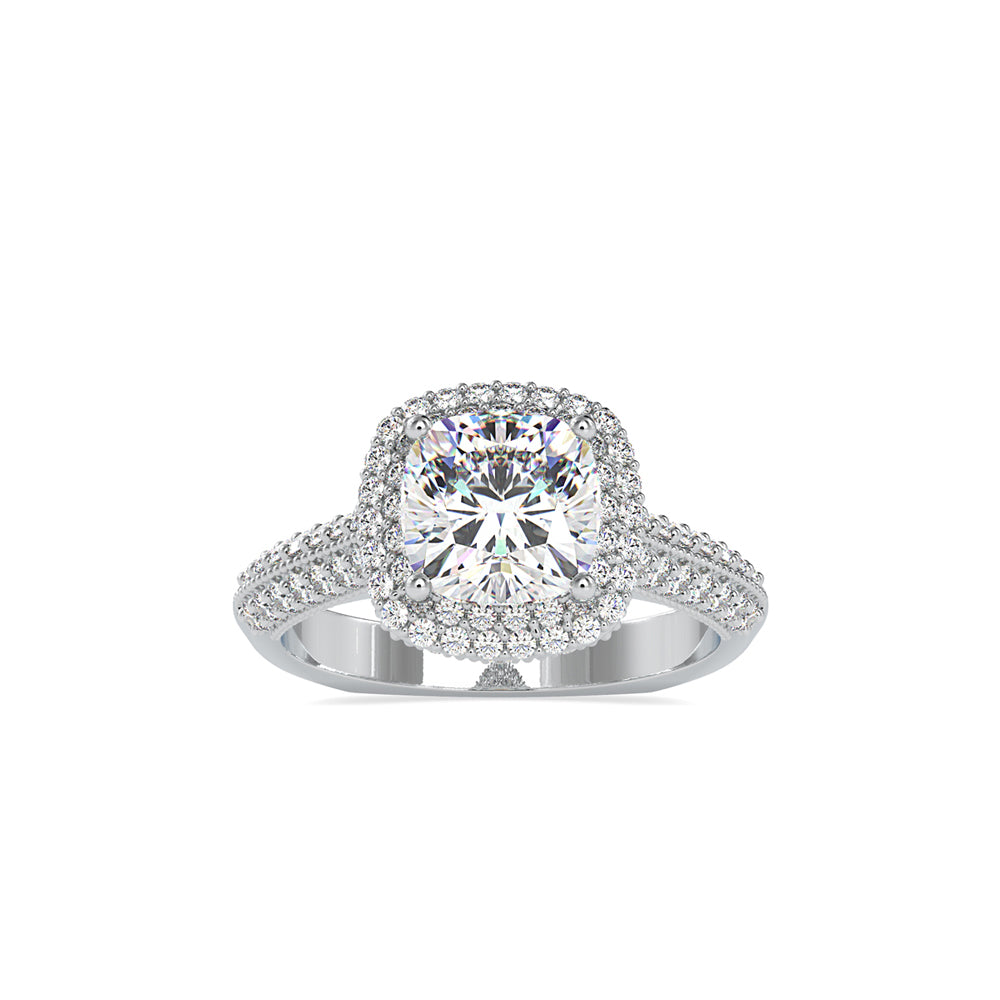 SKU: 0102 (22K) Milgrain Double Halo Radiant Engagment Ring in Rose Gold.