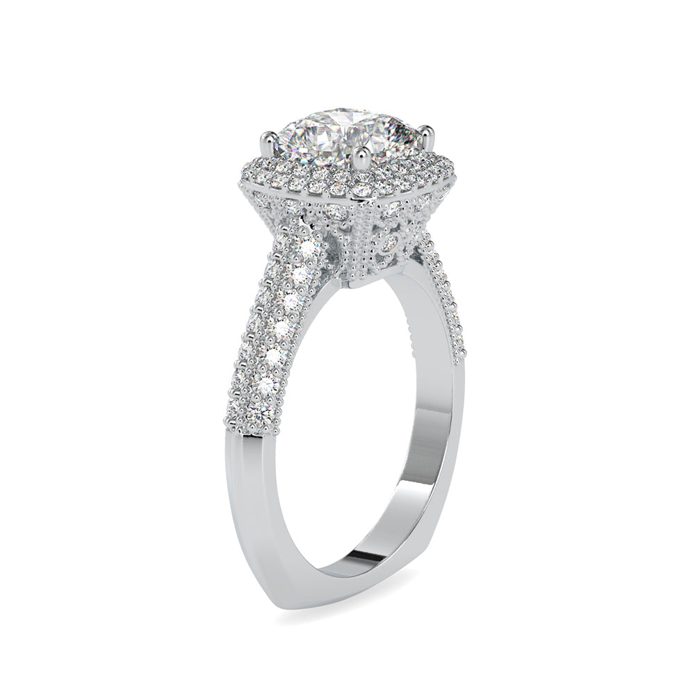 SKU: 0102 (10K) Milgrain Double Halo Radiant Engagment Ring in Rose Gold.