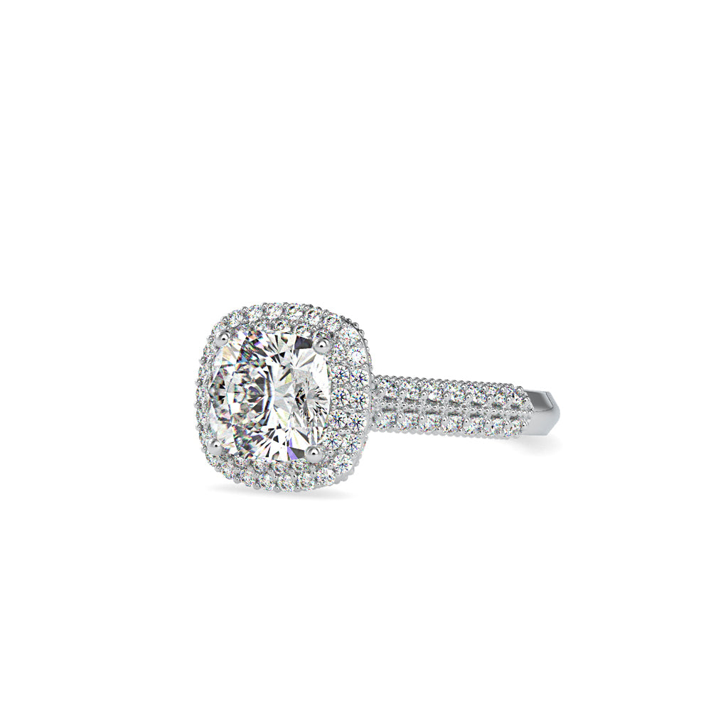 SKU: 0102 (18K) Milgrain Double Halo Radiant Engagment Ring in Rose Gold.