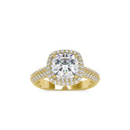 SKU: 0102 (18K) Milgrain Double Halo Radiant Engagment Ring in Rose Gold.