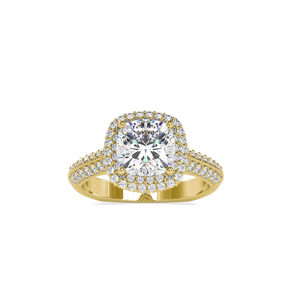 SKU: 0102 (10K) Milgrain Double Halo Radiant Engagment Ring in Rose Gold.