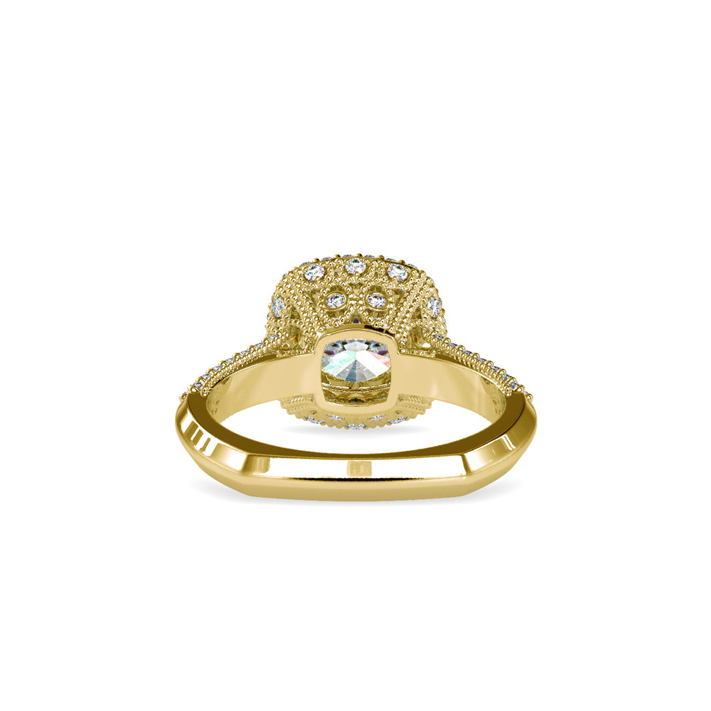 SKU: 0102 (14K) Milgrain Double Halo Radiant Engagment Ring in Rose Gold.