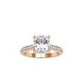 SKU: 0103 (10K) Classic Solitair Engagment Ring  Flawless Pave Band in Rose Gold.