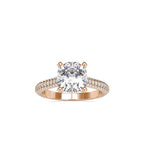 SKU: 0103 (14K) Classic Solitair Engagment Ring  Flawless Pave Band in Rose Gold.