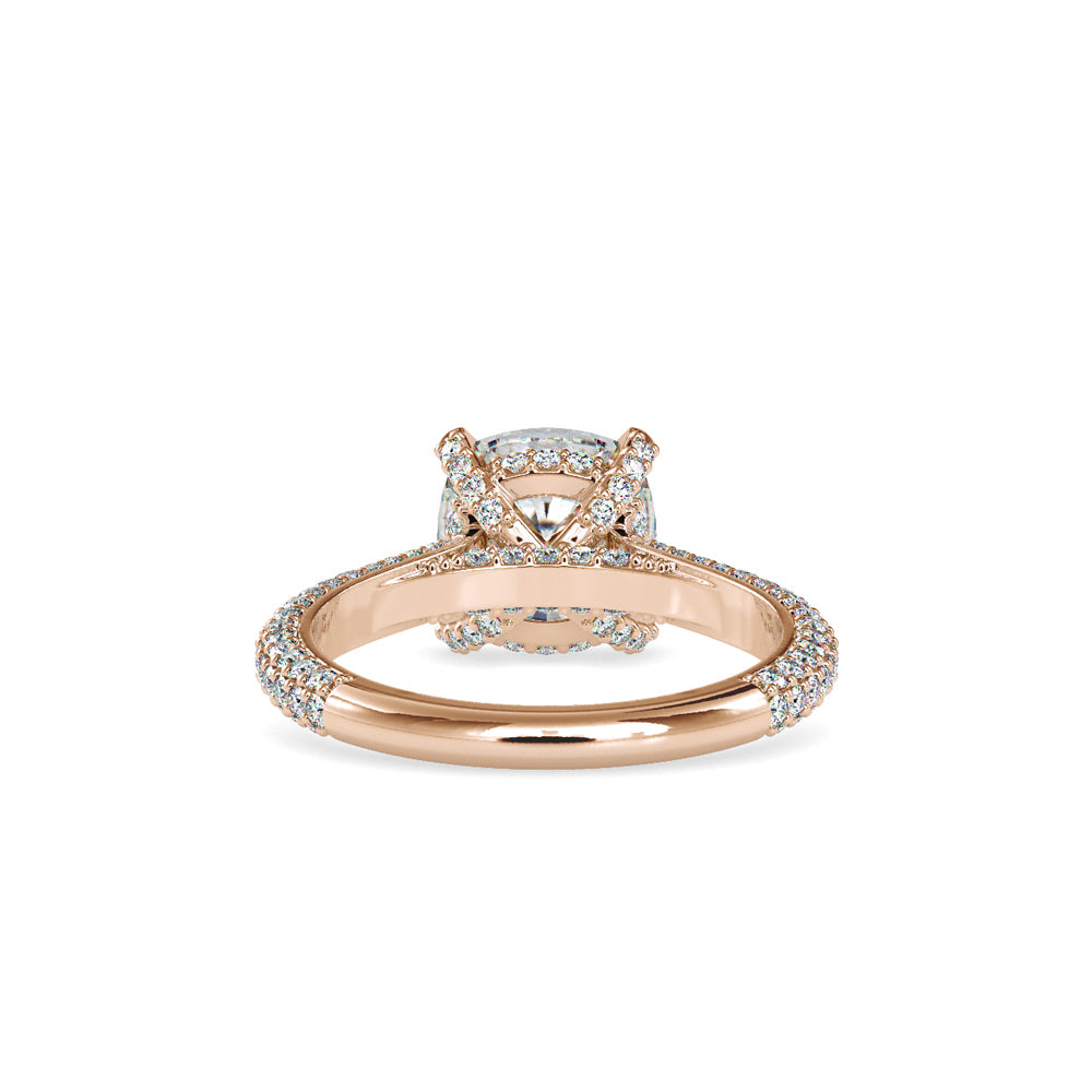 SKU: 0103 (10K) Classic Solitair Engagment Ring  Flawless Pave Band in Rose Gold.