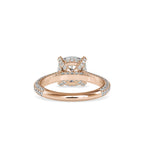 SKU: 0103 (14K) Classic Solitair Engagment Ring  Flawless Pave Band in Rose Gold.