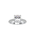 SKU: 0103 (10K) Classic Solitair Engagment Ring  Flawless Pave Band in Rose Gold.